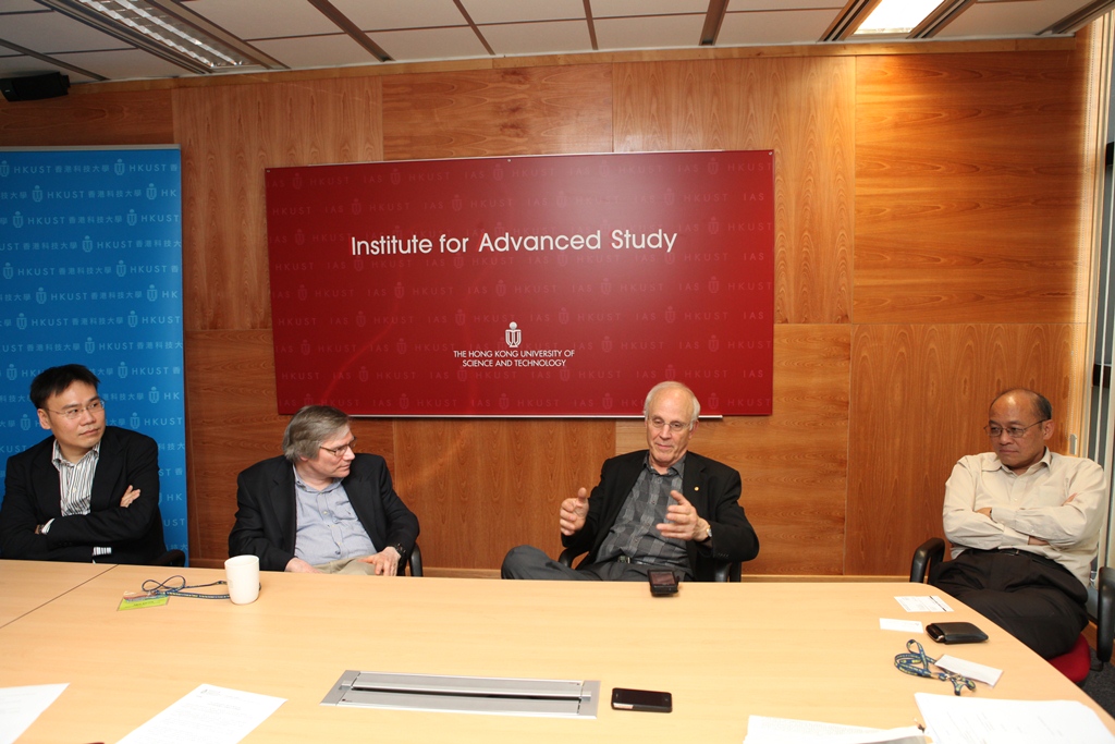  24 world top cosmologists gather at HKUST for the Conference on Cosmology since Einstein including Prof Henry Tye from IAS (from right), Prof David Gross from University of California (2004 Nobel Laureate in Physics), Prof Alan Guth from Massachusetts Institute of Technology and Prof Gary Shiu from University of Wisconsin-Madison.