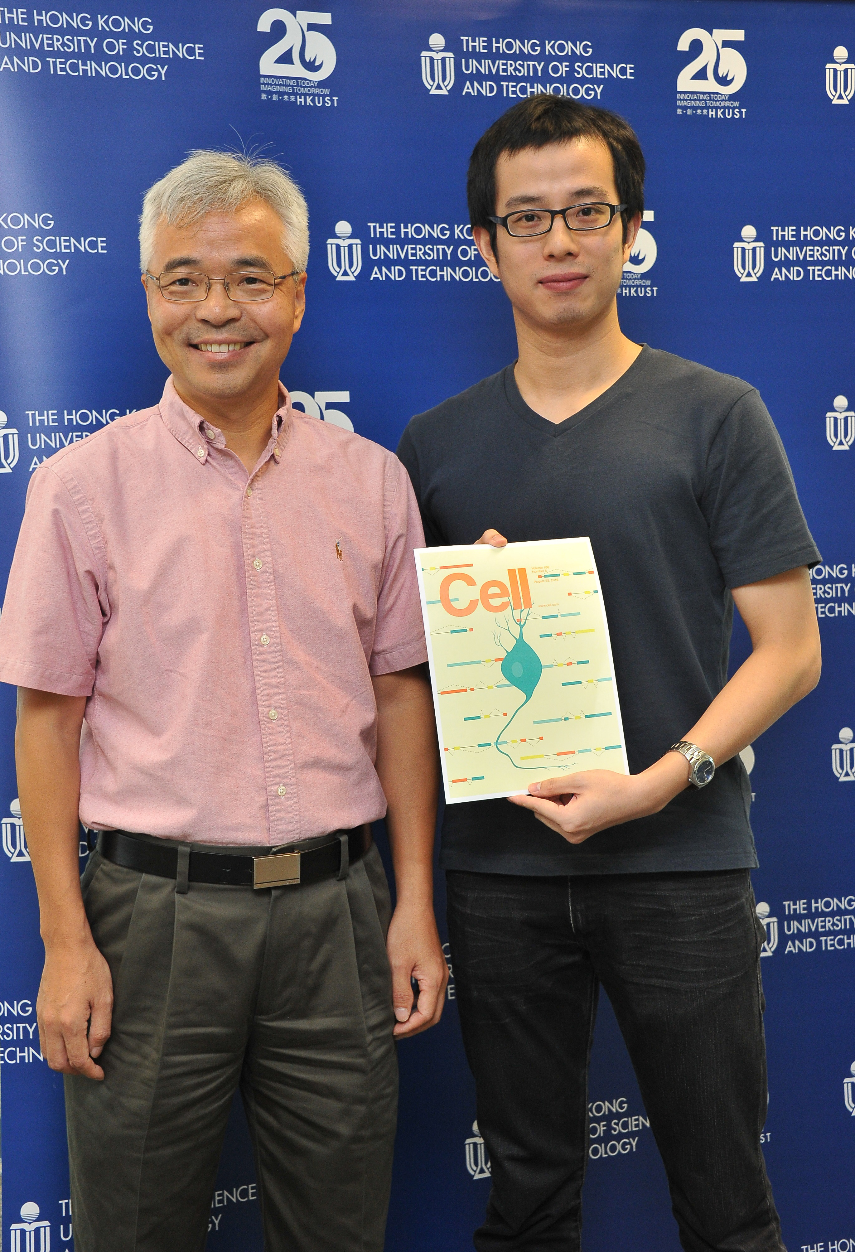  张明杰教授及他的博士研究生曾梦龙与他们的研究论文已于2016年8月25日出版的科学期刊《细胞》中发表