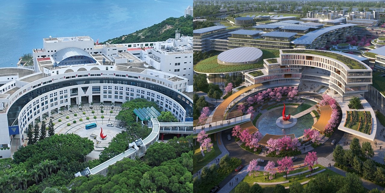 科大清水灣校園(左)及正在籌建的廣州校園。